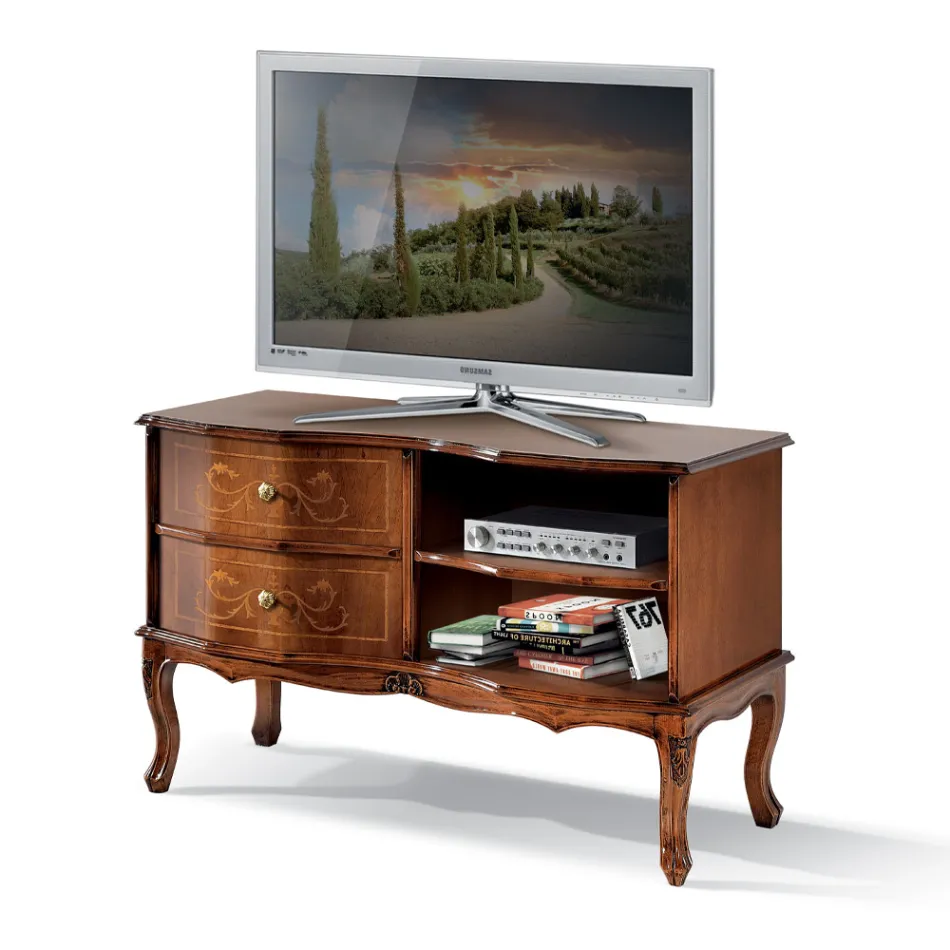 Classic Style Walnut Tv Stand Made in Italy - Elegant Viadurini