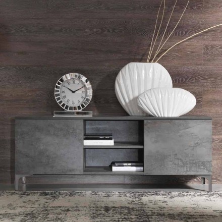 Modern TV cabinet in melamine wood with two doors made in Italy - Clemente Viadurini