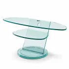 Glass TV Cabinet with Rotating Base and 2 Dimensions Shelf - Salemme Viadurini