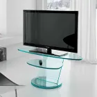 Glass TV Cabinet with Rotating Base and 2 Dimensions Shelf - Salemme Viadurini