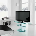 Glass TV Cabinet with Rotating Base and 2 Dimensions Shelf - Salemme Viadurini