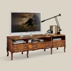 Classic Wood TV Stand with Compartments and Drawers Made in Italy - Prince Viadurini