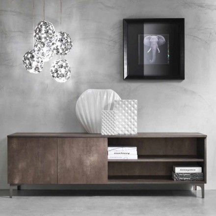 Modern Two Doors Tv Stand in Melamine Wood Made in Italy - Clemente Viadurini