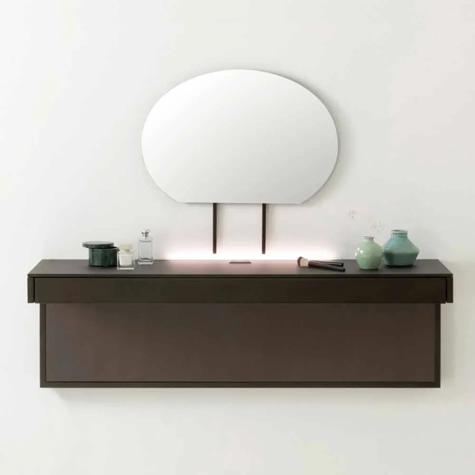 Suspended TV Stand with Satin Crystal Top Made in Italy - Americio Viadurini