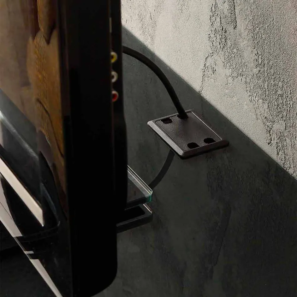 Suspended TV Stand with Satin Crystal Top Made in Italy - Americio Viadurini