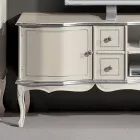 Living Room TV Stand White and Silver Wood Made in Italy - Windsor Viadurini