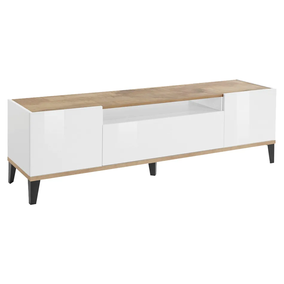 Mobile TV in Melamine 2 Rooms and 1 Drawer Made in Italy - Florentino Viadurini