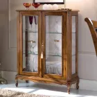 Living Room Display Cabinet in Bassano Walnut Wood Made in Italy - Ronald Viadurini
