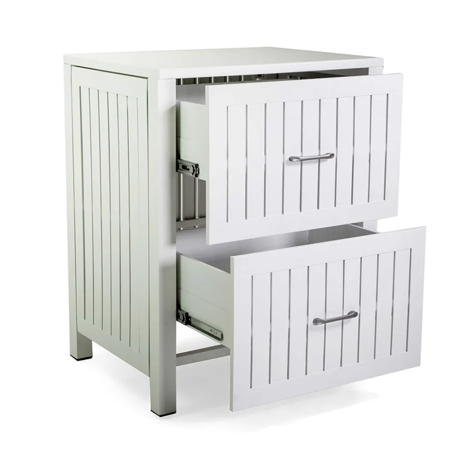 Outdoor Cabinet in Aluminum with 2 Drawers in Different Finishes - Hotel Viadurini
