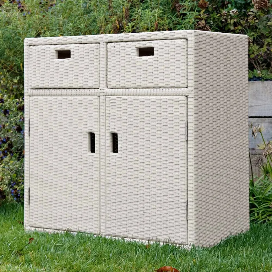 Garden Cabinet in Hand Woven Polyrattan - Zoltan Viadurini