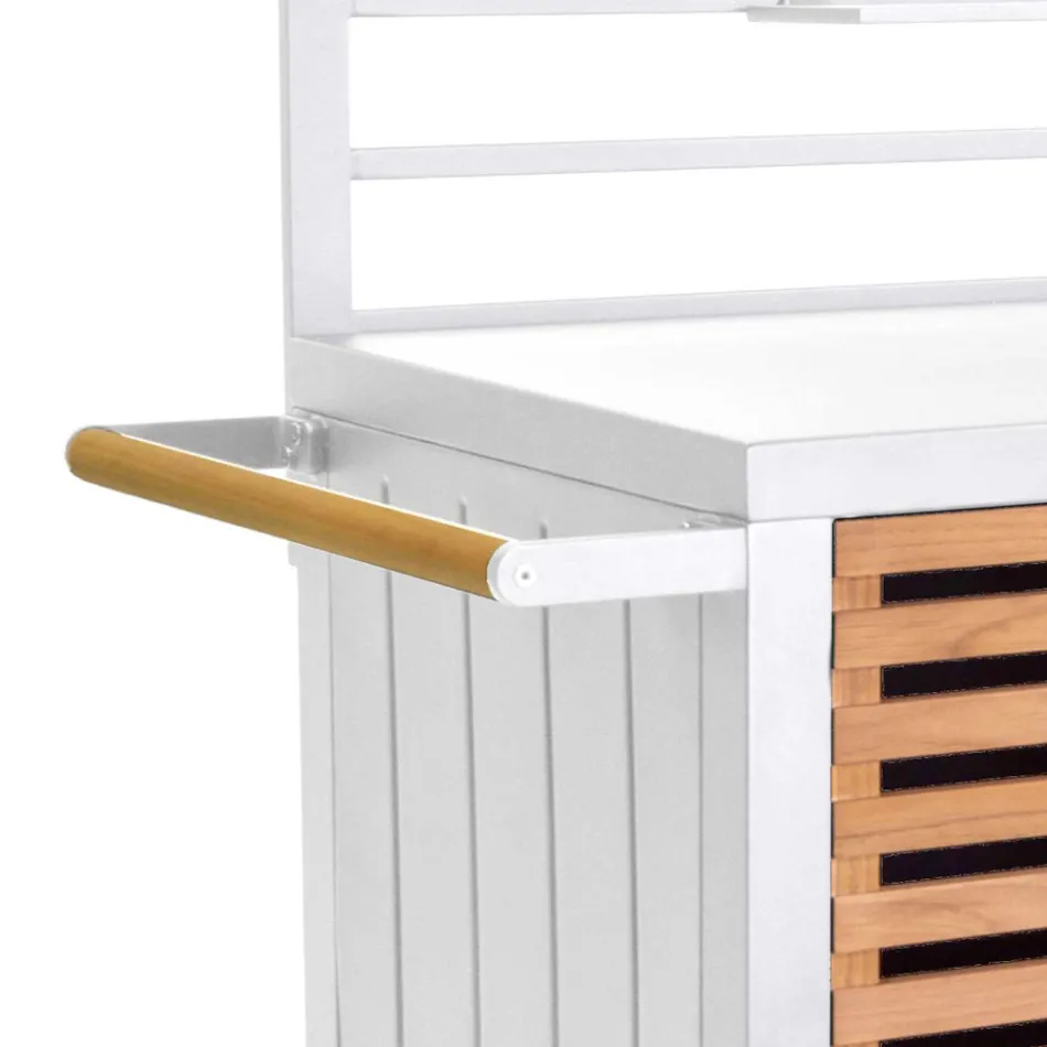 Garden Cabinet Made of Aluminum and Brazilian Teak - Diary Viadurini