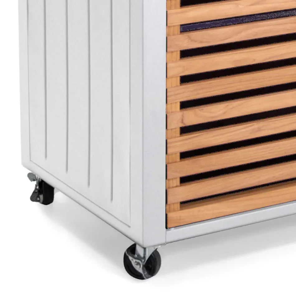 Garden Cabinet Made of Aluminum and Brazilian Teak - Diary Viadurini