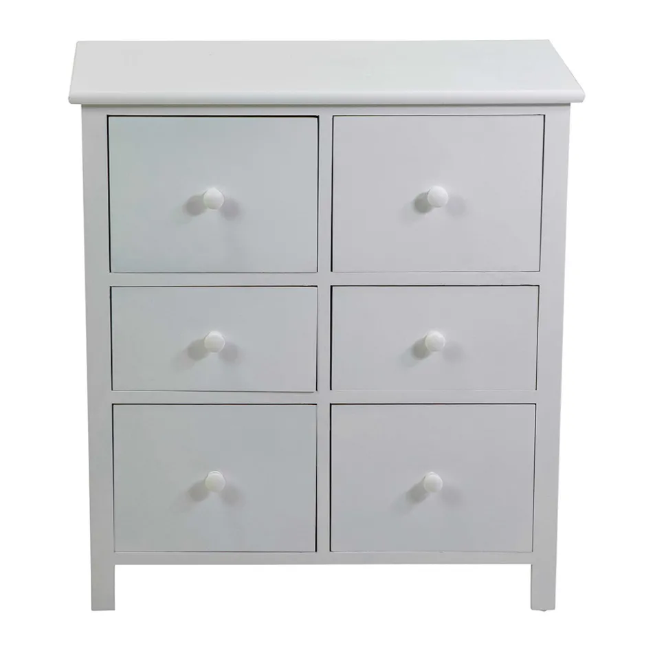 Indoor Cabinet Made of Wood with 6 Drawers - Jellyfish Viadurini