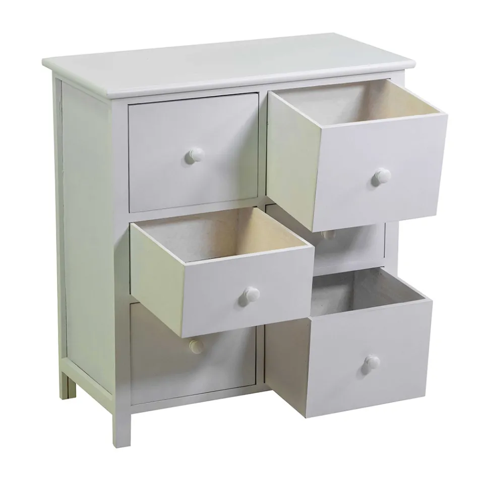 Indoor Cabinet Made of Wood with 6 Drawers - Jellyfish Viadurini