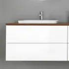 Bathroom Furniture in White Wood and Walnut and Ceramic 156 cm Made in Italy - Renga Viadurini