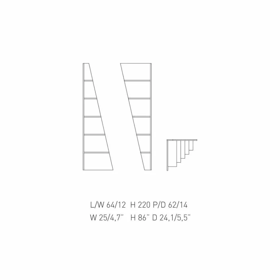 My Home Esquina design corner bookcase MDF lacquered H220cm made in Italy Viadurini