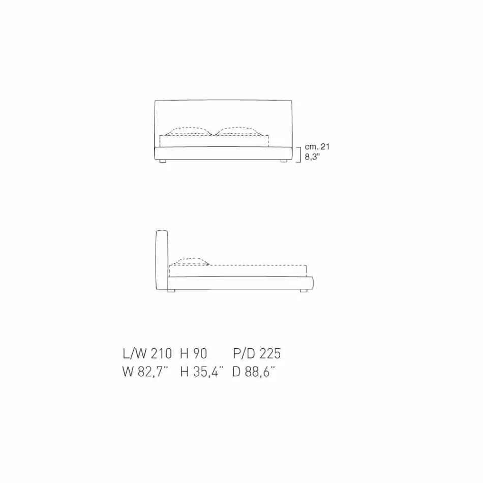 My Home Long Island padded leather double bed made in Italy Viadurini