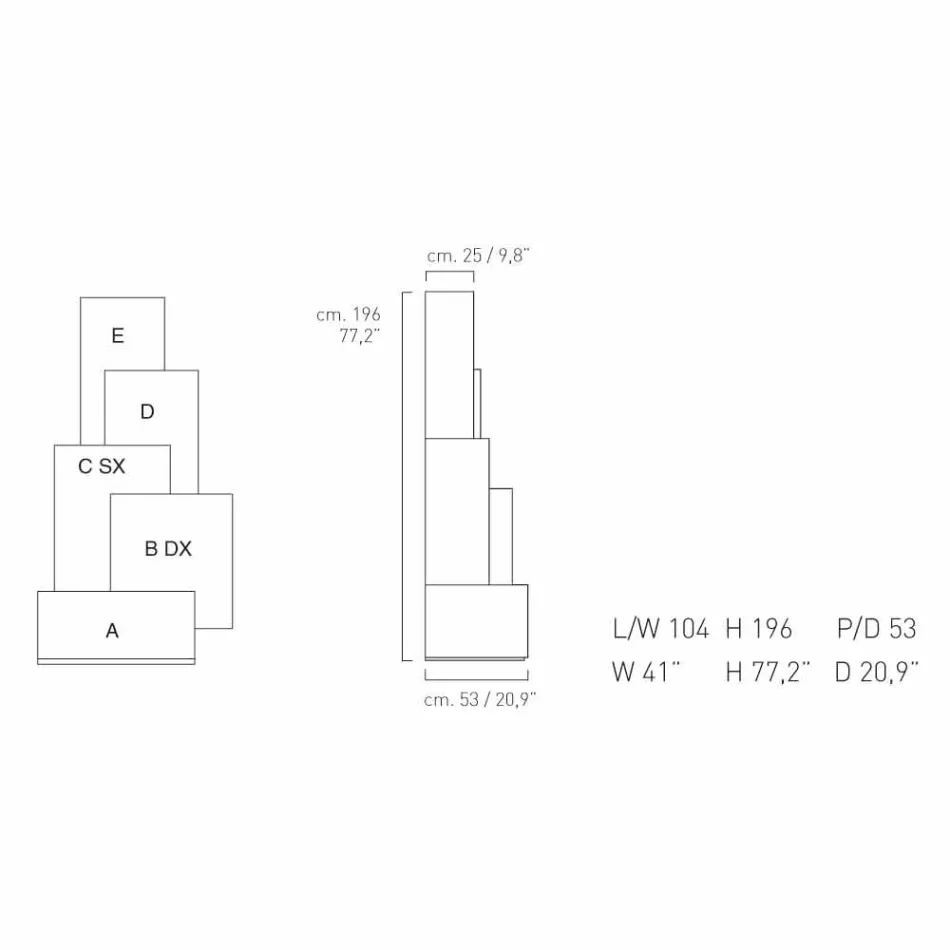 My Home Tetris mobile living room tower design MDF H196cm made in Italy Viadurini