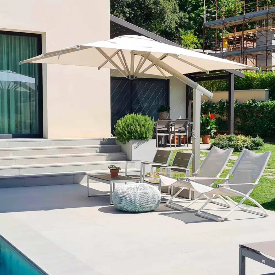 Garden Arm Umbrella in White or Anthracite Aluminum 300x400 cm - Lapillo Viadurini