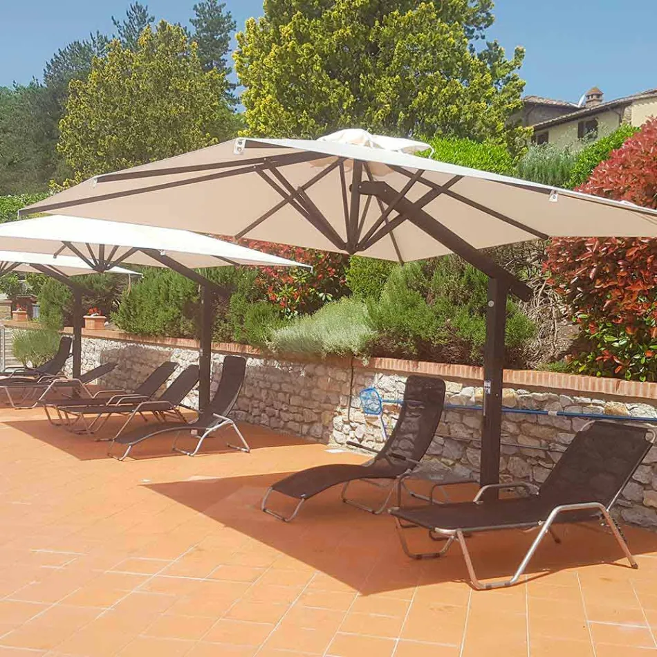 Garden Arm Umbrella in White or Anthracite Aluminum 300x400 cm - Lapillo Viadurini