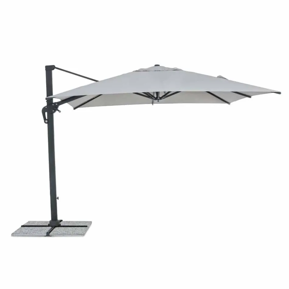 3x3 Outdoor Umbrella with Light Gray Cloth and Anthracite Structure - Dalton Viadurini