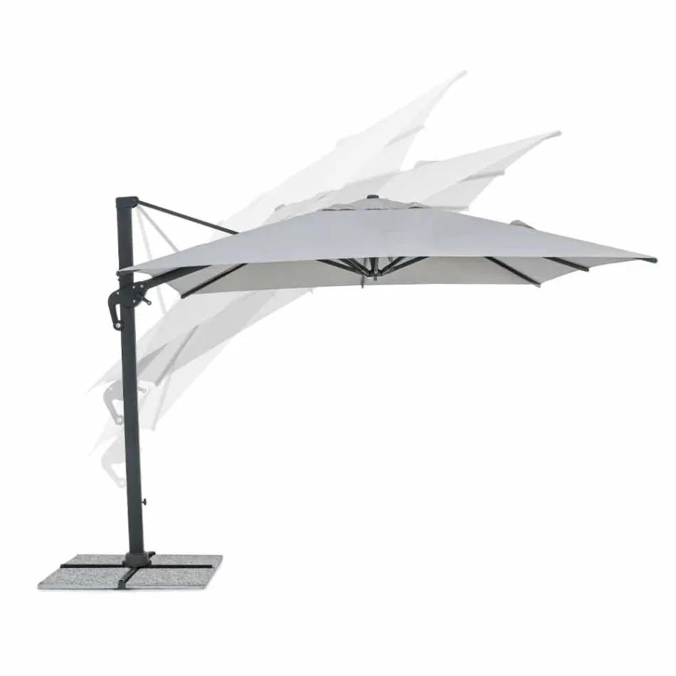 3x3 Outdoor Umbrella with Light Gray Cloth and Anthracite Structure - Dalton Viadurini