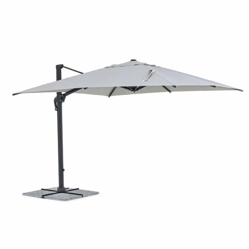 3x3 Outdoor Umbrella with Light Gray Cloth and Anthracite Structure - Dalton Viadurini