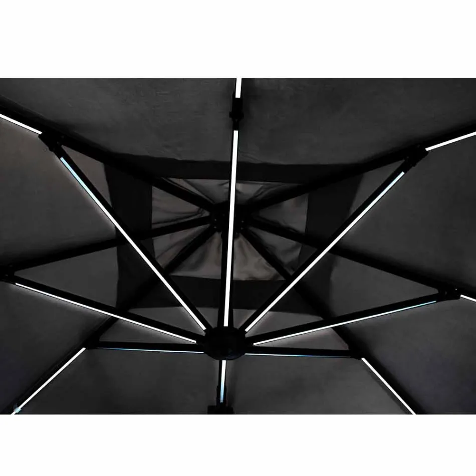 3x3 Outdoor Umbrella in Gray Polyester and Anthracite Color Aluminum - Coby Viadurini