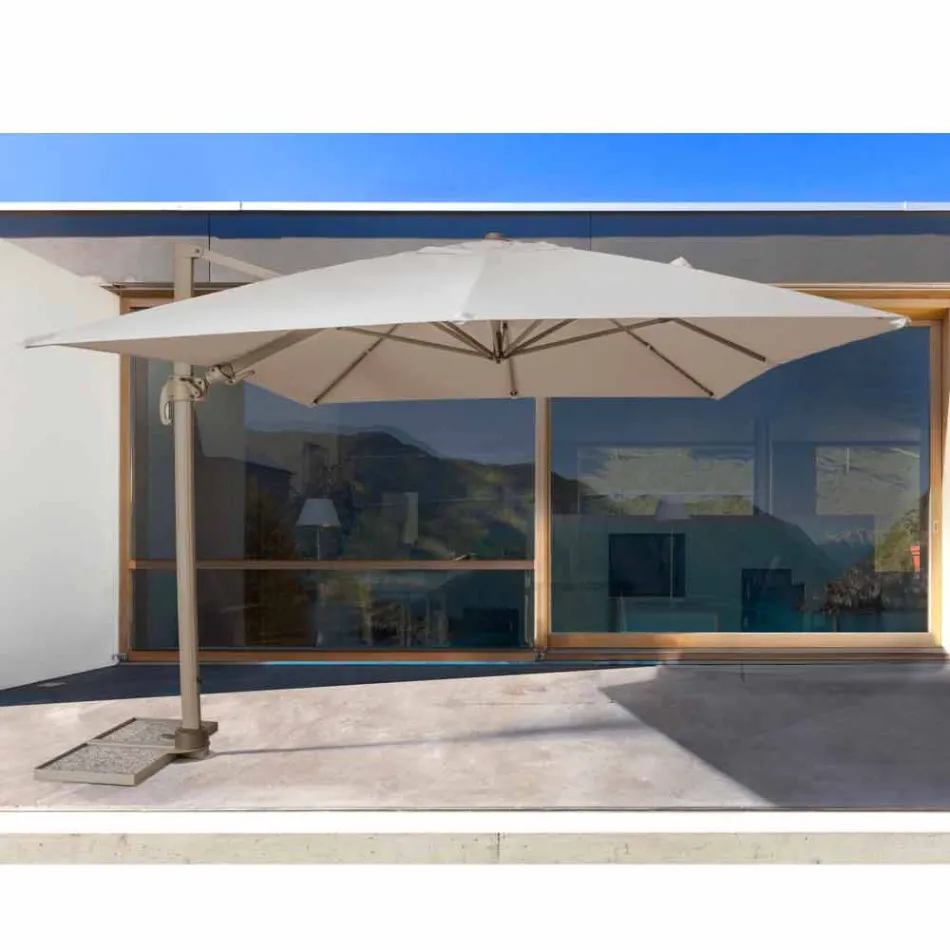 3x4 Outdoor Umbrella with Sand Color Polyester - Flamingo Cloth Viadurini