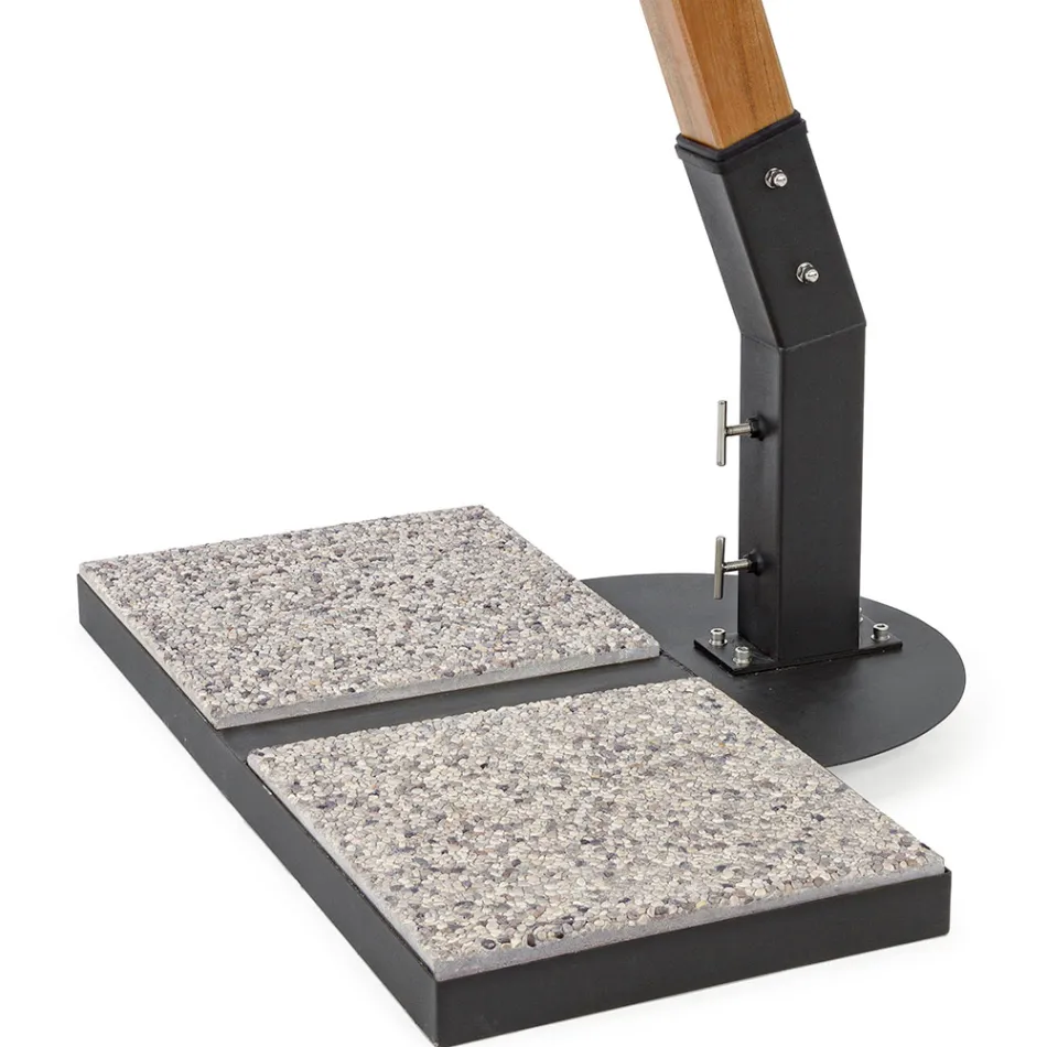 Outdoor Umbrella in Wood and Ecru Polyester 3x4, Homemotion - Passmore Viadurini