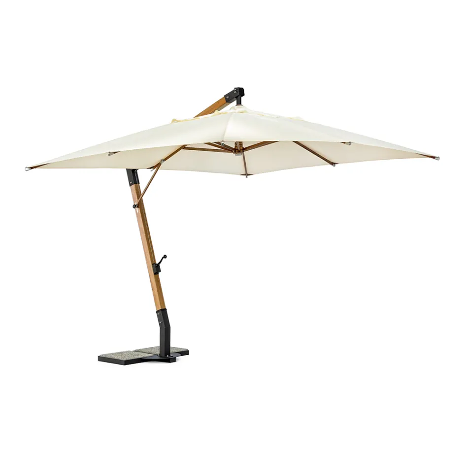 Outdoor Umbrella in Wood and Ecru Polyester 3x4, Homemotion - Passmore Viadurini