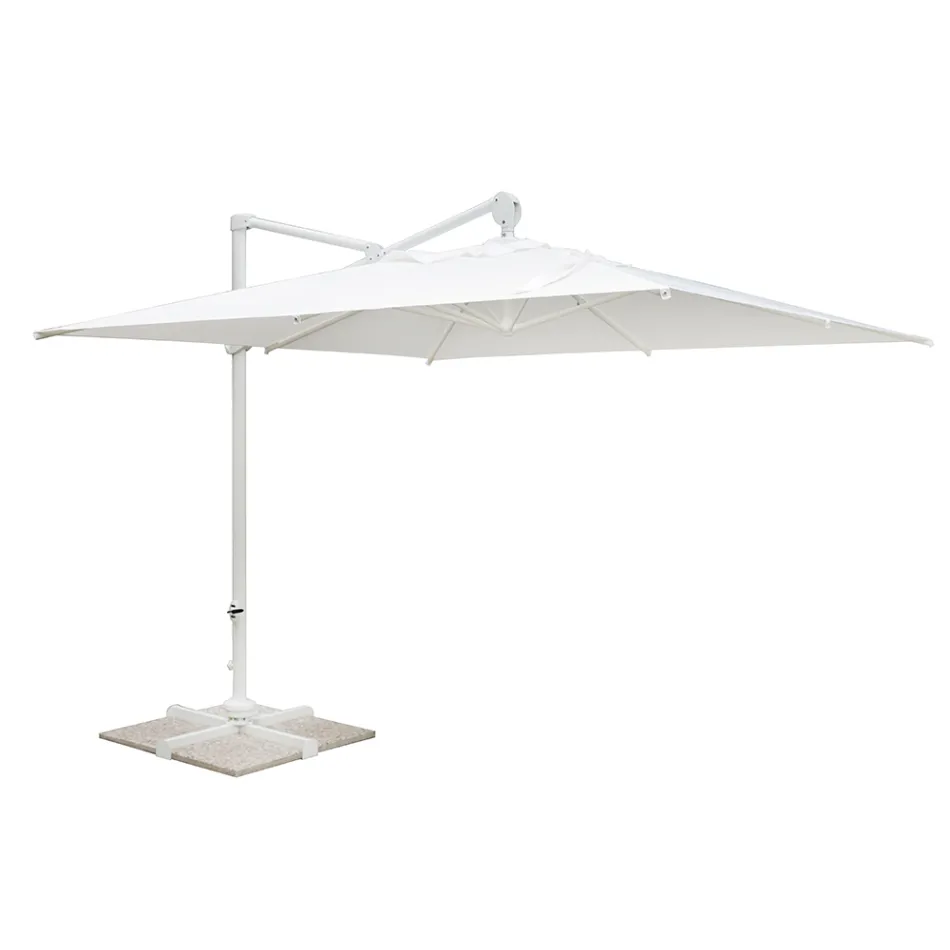Outdoor Umbrella in Polyester with White Aluminum Structure - Zinica Viadurini