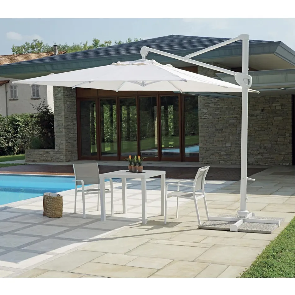 Outdoor Umbrella in Polyester with White Aluminum Structure - Zinica Viadurini