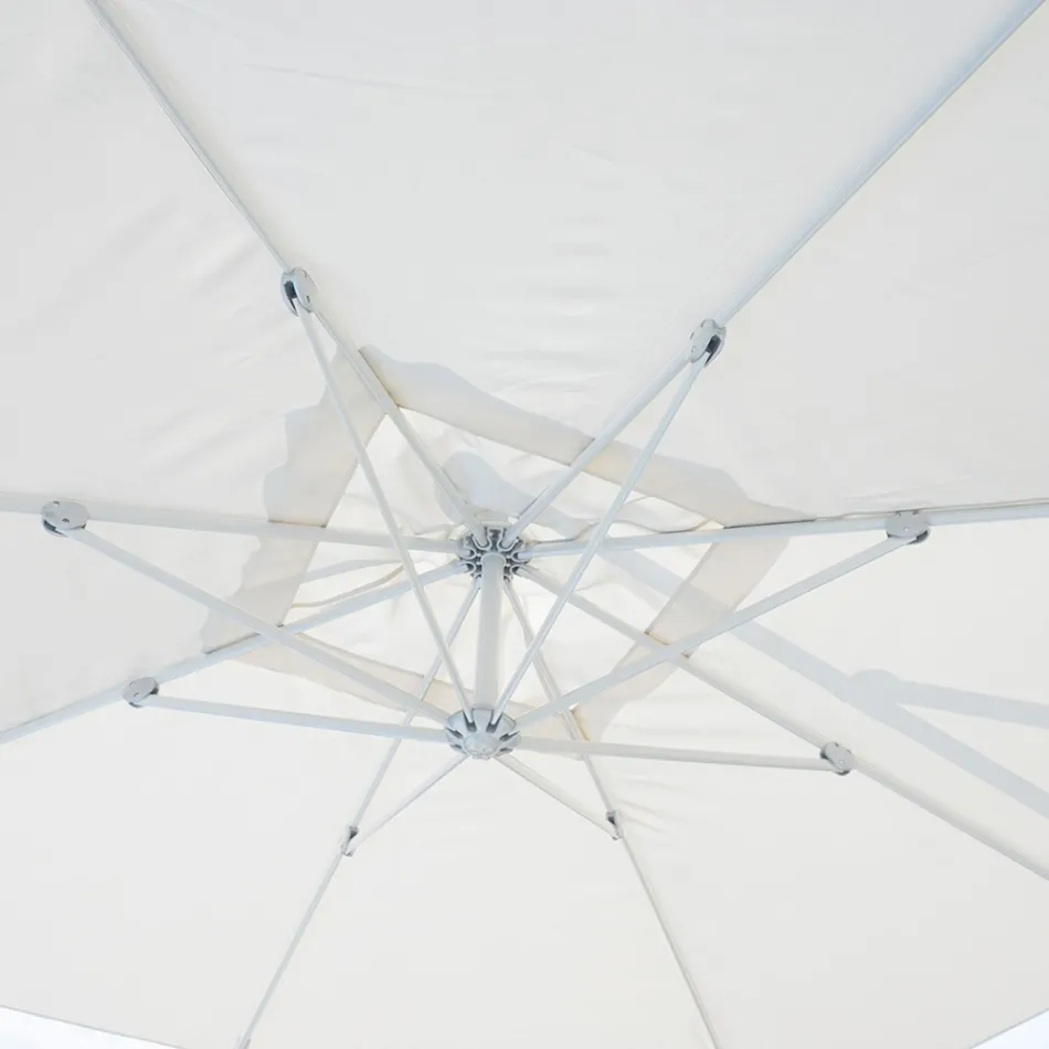 Outdoor Umbrella in Polyester with White Aluminum Structure - Zinica Viadurini