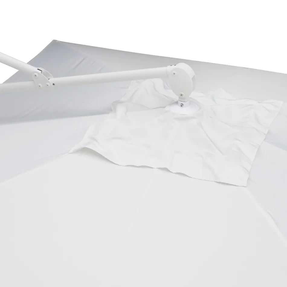 Outdoor Umbrella in Polyester with White Aluminum Structure - Zinica Viadurini