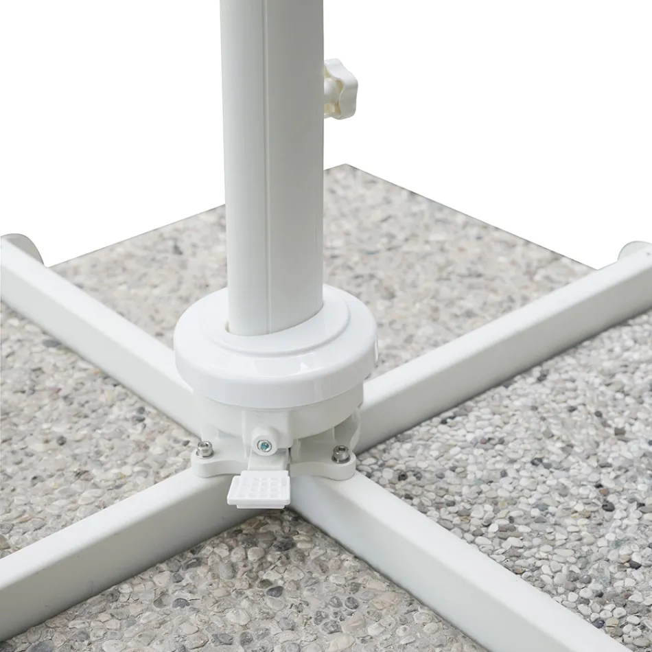 Outdoor Umbrella in Polyester with White Aluminum Structure - Zinica Viadurini