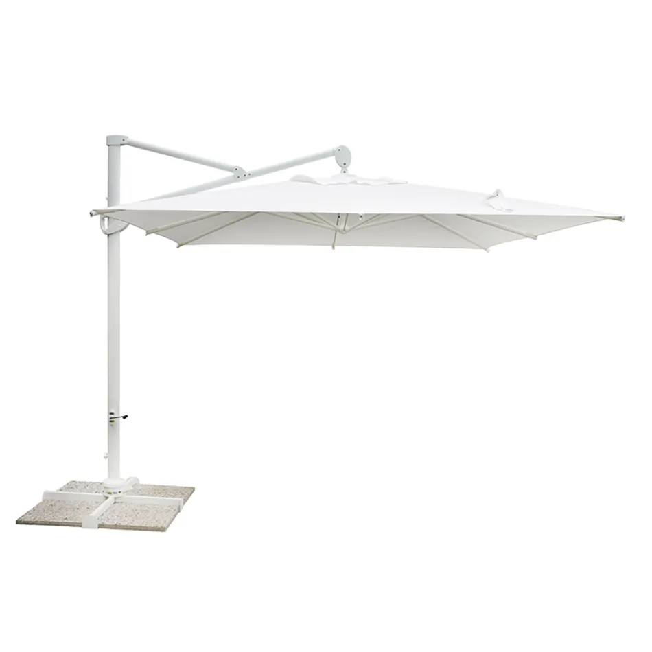 Outdoor Umbrella in Polyester with White Aluminum Structure - Zinica Viadurini