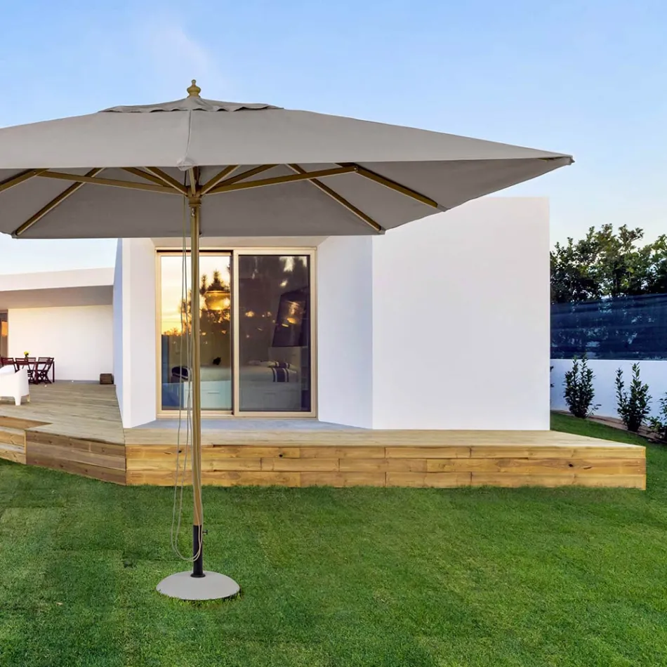 Garden Umbrella with Dove Gray Polyester Canvas 3x4 m, Homemotion - Lucius Viadurini