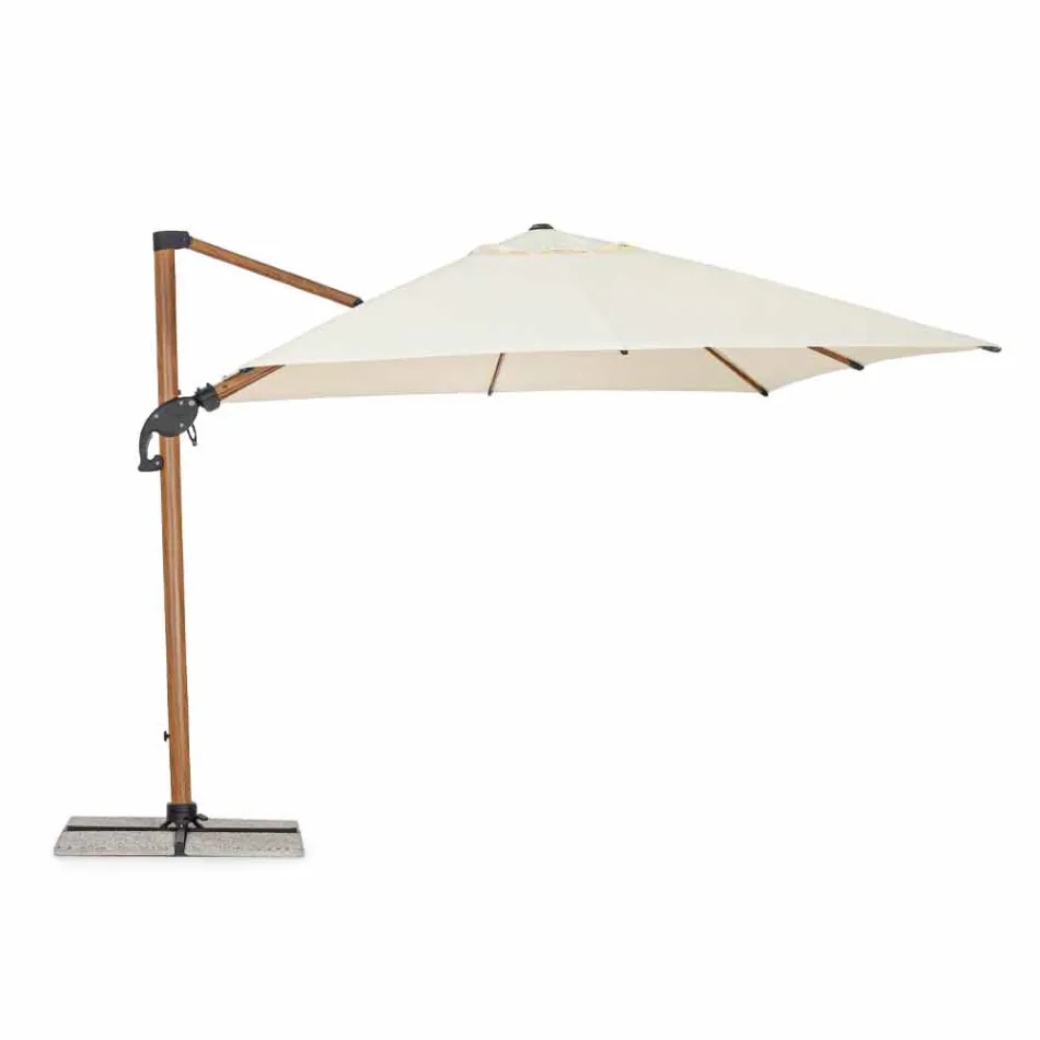 3x3 Outdoor Umbrella in Aluminum with Beige Polyester Fabric - Leano Viadurini