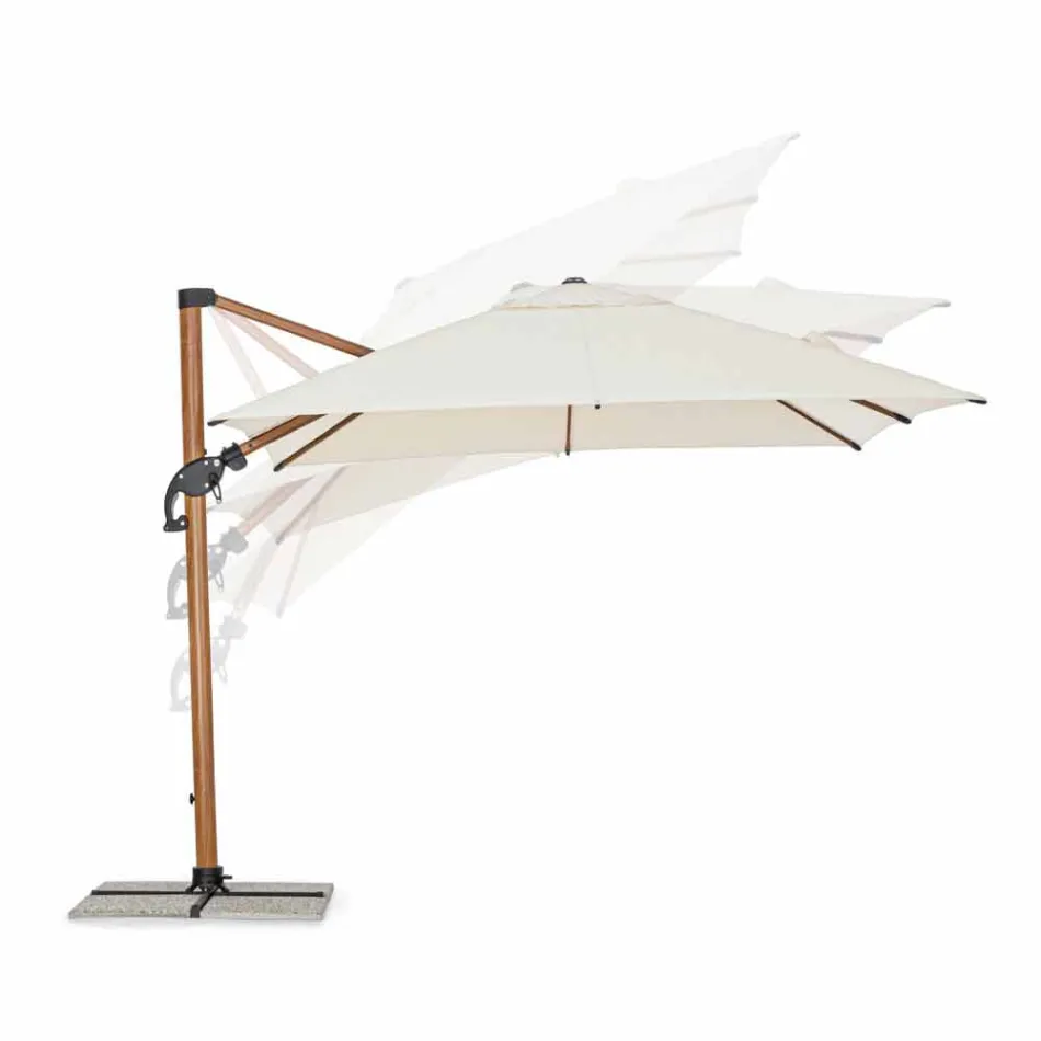 3x3 Outdoor Umbrella in Aluminum with Beige Polyester Fabric - Leano Viadurini