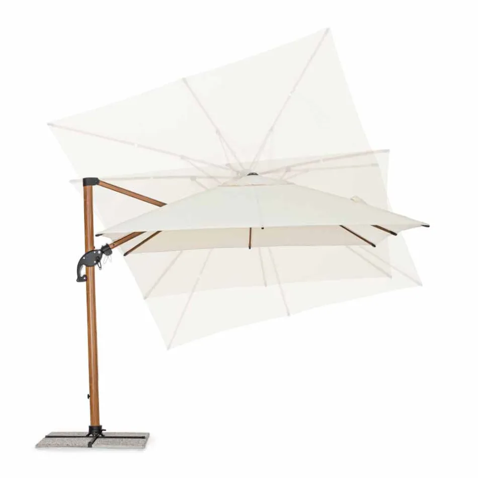3x3 Outdoor Umbrella in Aluminum with Beige Polyester Fabric - Leano Viadurini
