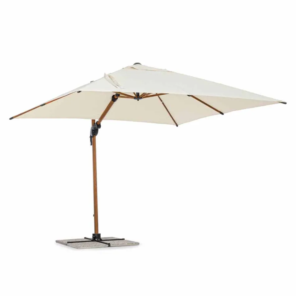 3x3 Outdoor Umbrella in Aluminum with Beige Polyester Fabric - Leano Viadurini