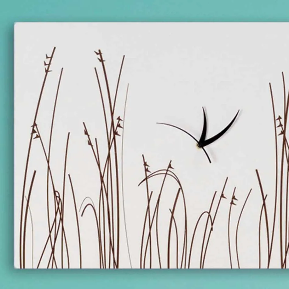 Wall Clock in White Wood of Modern Rectangular Design - Filigrano Viadurini