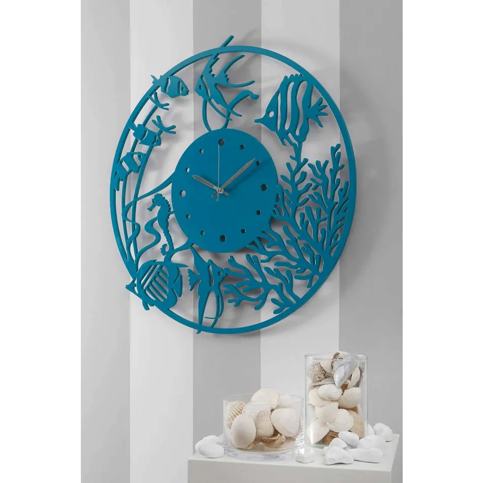 Wall Clock in Wood Design Large Modern Colored Round - Infondoalmar Viadurini