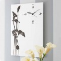 Modern Rectangular Wall Clock in Decorated White Wood - Crocus