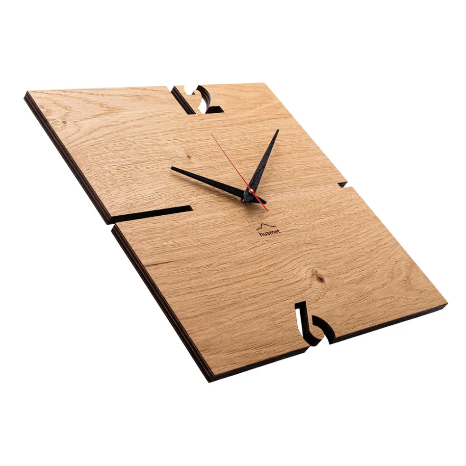 Square Wall Clock in Oak, Pine or Walnut Wood Made in Italy - Bethel Viadurini