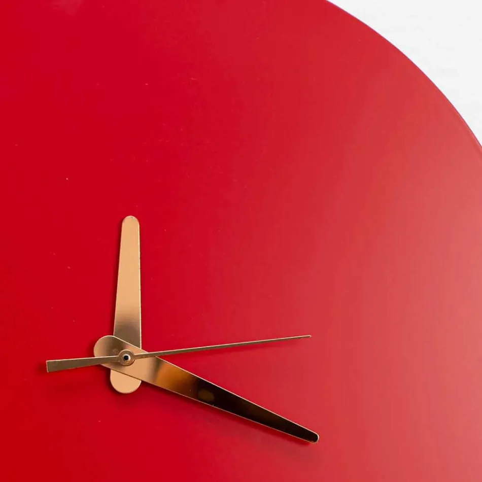 Red Wall Clock with Round and Modern Italian Design in Wood - Callisto Viadurini