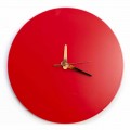 Round and Modern Italian Design Red Wall Clock in Wood - Callisto