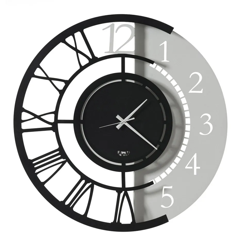 Modern Round Design Iron Wall Clock Double Numbering - Kassio Viadurini