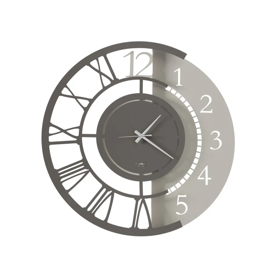 Modern Round Design Iron Wall Clock Double Numbering - Kassio Viadurini